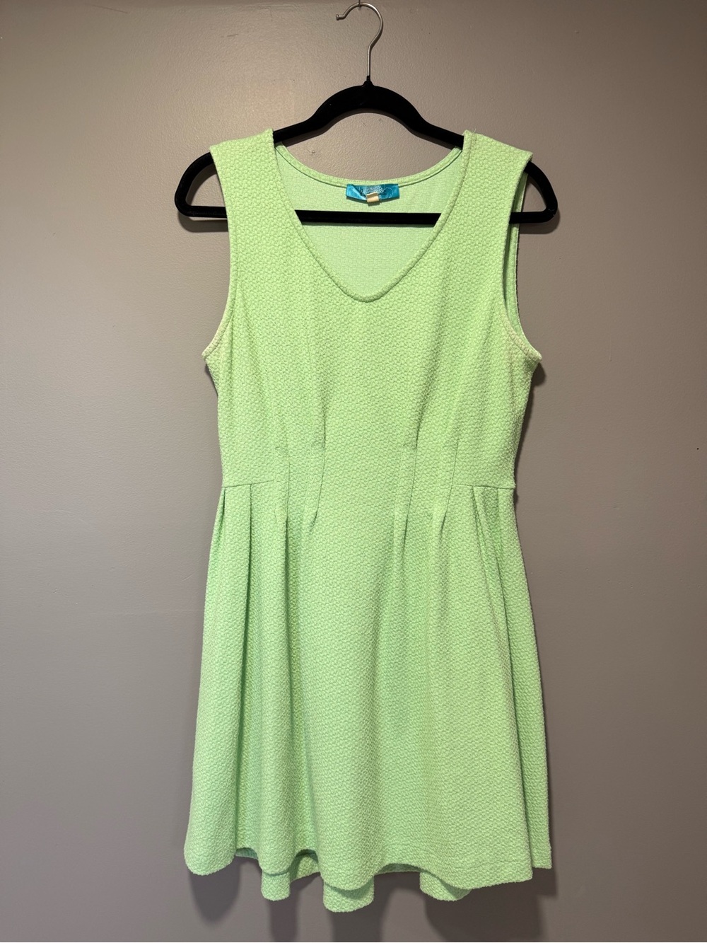 buttons Mint Green Sleeveless V-Neck Fit & Flare Dress